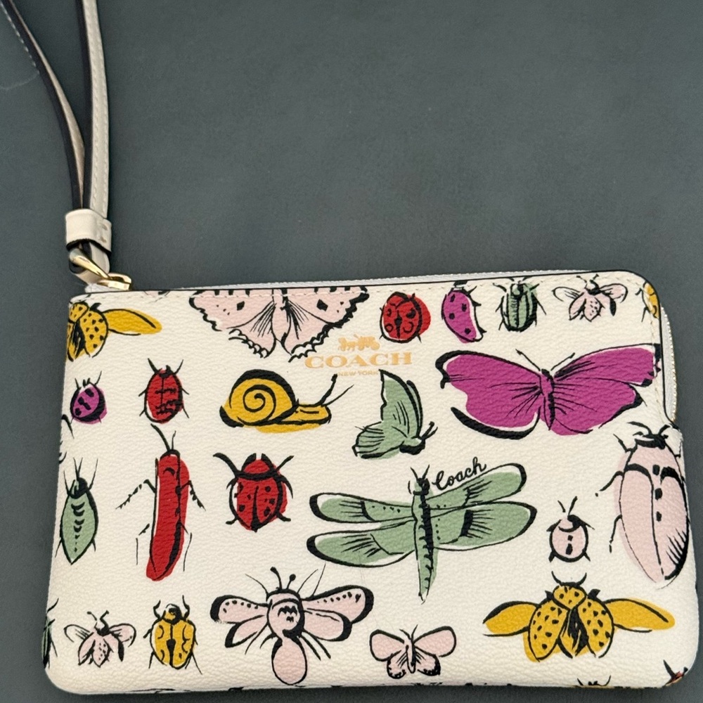 Coach Women's Multicolor Insect Print Wristlet